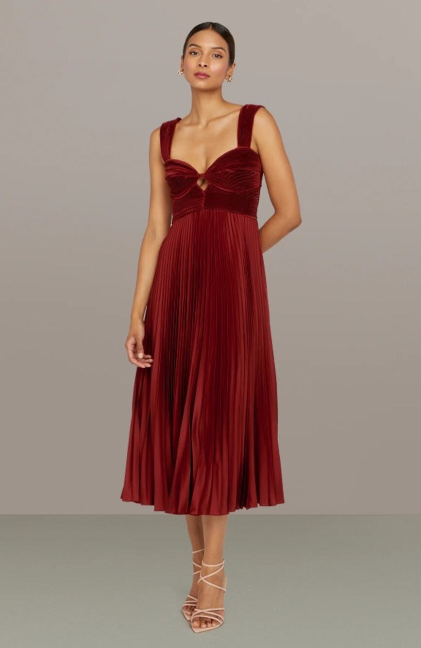 AMUR Gisella Midi Dress in Red Size 12